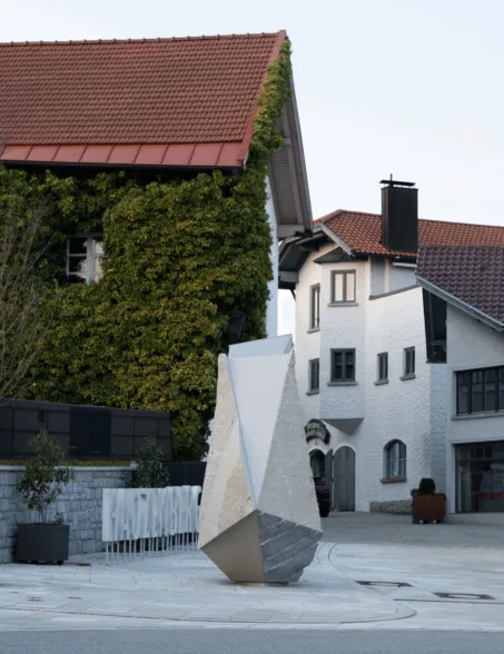 Granite artwork in a marketplace in Hauzenberg.