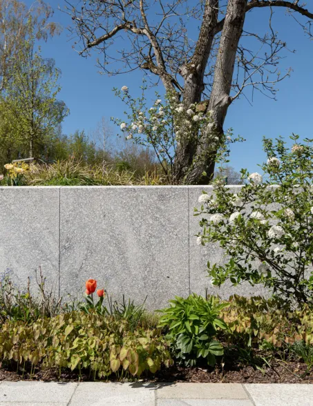 retaining garden wall made from solid granite