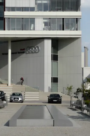 fountain system in front of the Audi building
