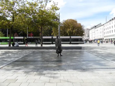 fountain with sculpture in the center