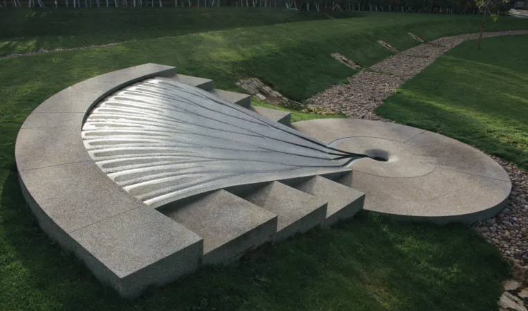 fountain by Peter Randall-Page with channel flows