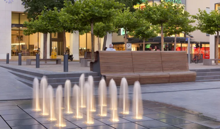 Fountain field by night
