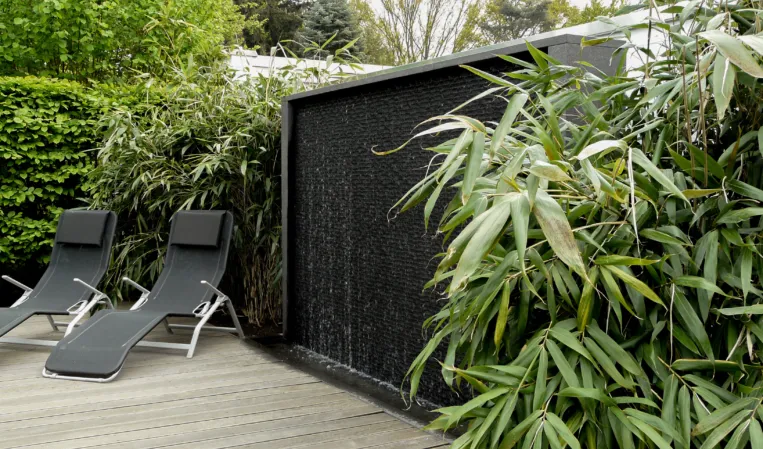 water wall in a private garden