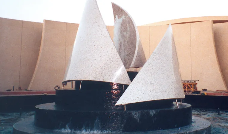 Sail sculpture in a fountain