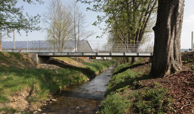 Pedestrian bridge over a stream