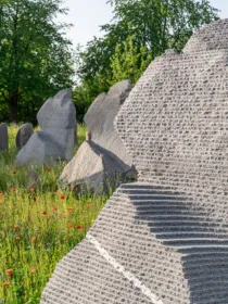 A machined boulder in a madow