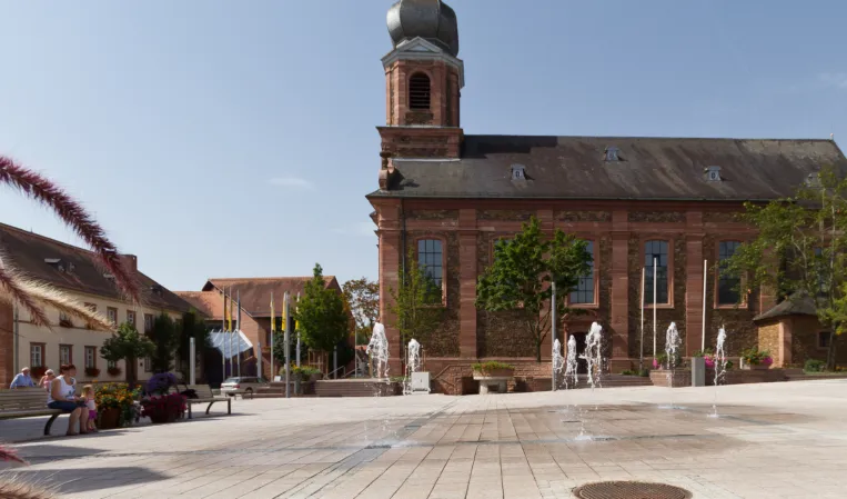Water jet field at the church square