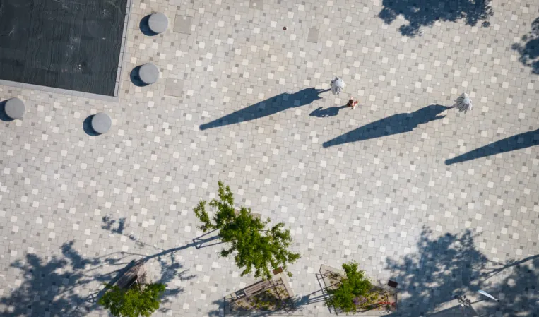 Granite paving viewed from above