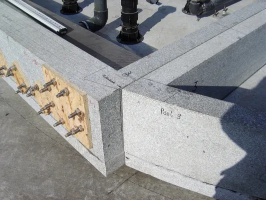 detail view of a modular system made of solid granite
