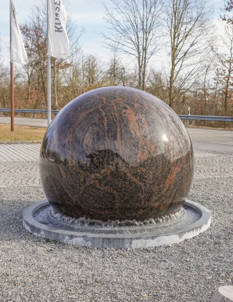 brown floating granite sphere fountain