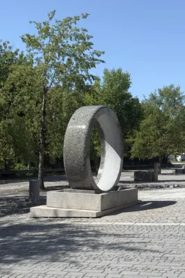 stone ring rotating on a fountain installation