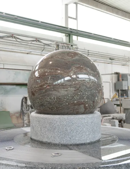 a floating granite sphere fountain in the factory